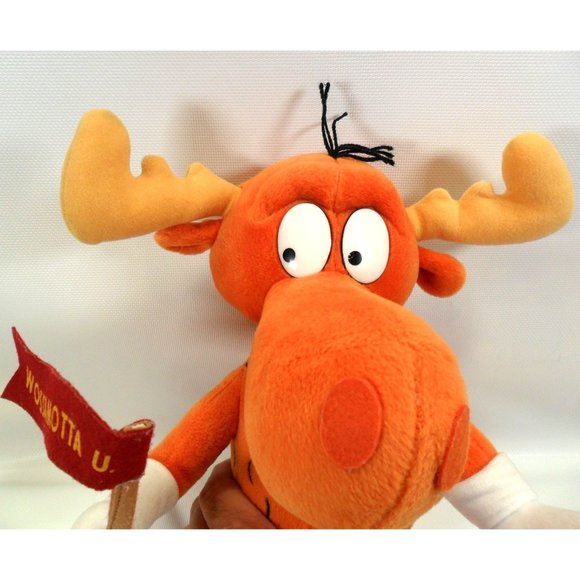 Y2K STUFFINS 9" Rocky and Bullwinkle 9" BULLWINKLE J. MOOSE Plush Wossamotta U. - Picture 7 of 8